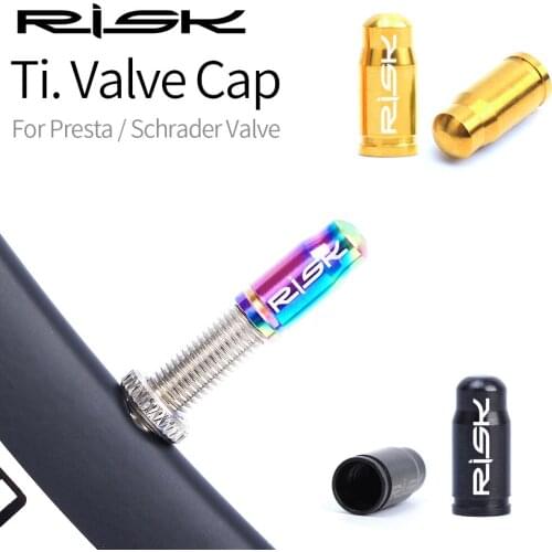 RISK 2pcs Bicycle Schrader/Presta Valve Cap Titanium Alloy Ultralight Mountain Road Bike Tyre Cap Tire Valve Protector MTB Part