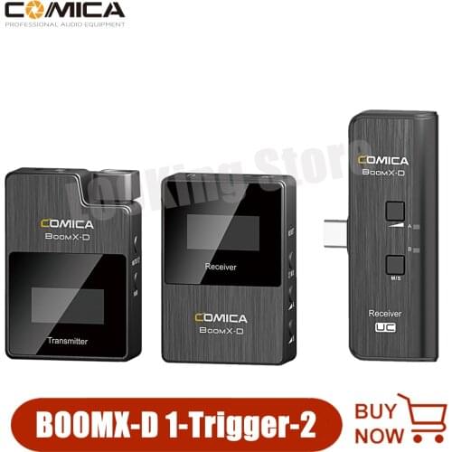 Comica BoomX-D D2 2.4G Digital Wireless Microphone System Lavalier Lapel Mobile Microphone Transmitter Receiver kit