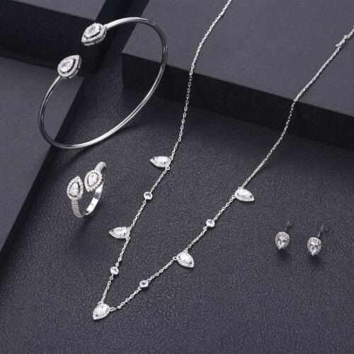 Janekelly 2pcs Bridal Zirconia Full Jewelry Sets For Women Party, Luxury Dubai Nigeria CZ Crystal Wedding Jewelry Sets
