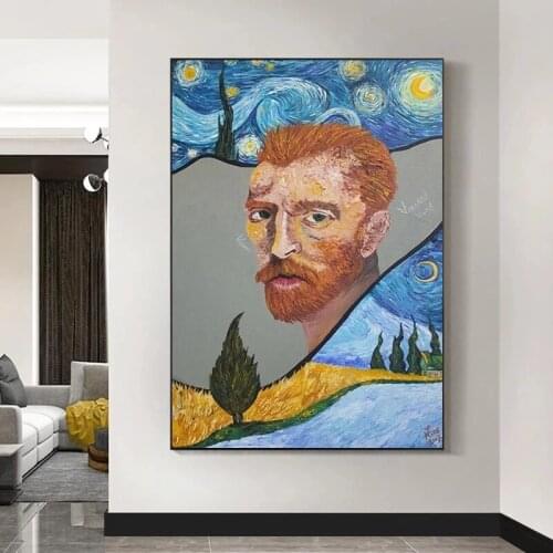 Van Gogh Starry Sky Famous Art Paintings Canvas Paintings Poster Print Wall Art Pictures for Living Room Wall Decoration Cuadros