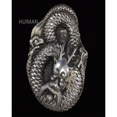 China Top Quality White Copper Engrave Dragon Inkslab Metal Crafts Home Decoration