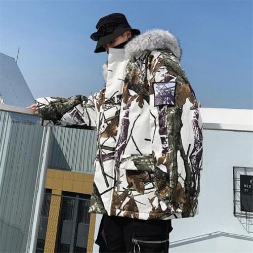 Nice Men Women Winter Oversize Hip Hop Camouflage Hooded Parkas Mens Thick Warm Mountain Windbreaker Fur Collar Jackets Tops
