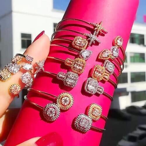 Missvikki Adjustable Openning Stackable mix match bracelet Bangle Ring Jewelry Set Women Wedding Girl Party Jewelry Gift 2020