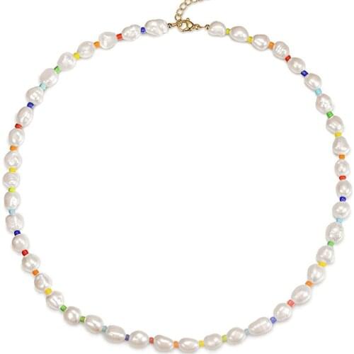 ZN Fashion Simple Pearl Chain Choker Necklace For Women Wedding Colorful Love Shell Pendant Necklace Jewelry
