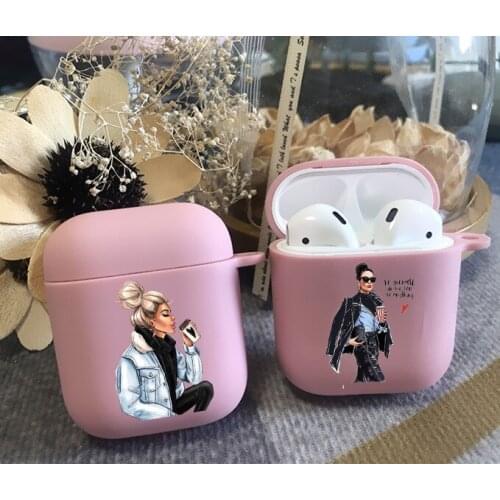 Fashion Women Coffee Girl pink TPU silicone Bluetooth Airpod Case For Airpods 1 Airpods 2 Airpods pro soft cover