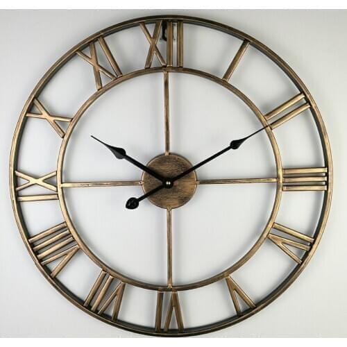 Easy Read 3D Iron Wall Clock Classic Roman Numerals Silent Sweep Non-ticking