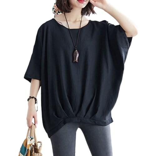 Solid Black White Loose Women T-Shirts 2021 Summer New O-Neck Short-Sleeved Casual All Match Female Pulls Tops Tees