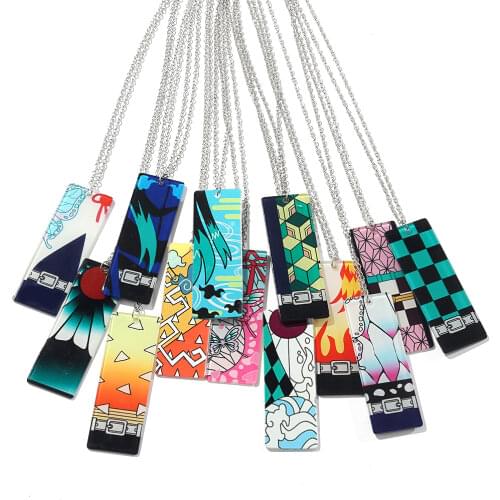 2021 New Anime Necklace Demon Slayer Pendant Necklaces Peripheral Comic Creative Design For Women Men Long Necklace Jewelry
