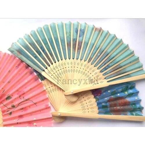 Wholesale 20 Pcs Chinese Silk folding Bamboo Hand Fan Fans Art Handmade Flower