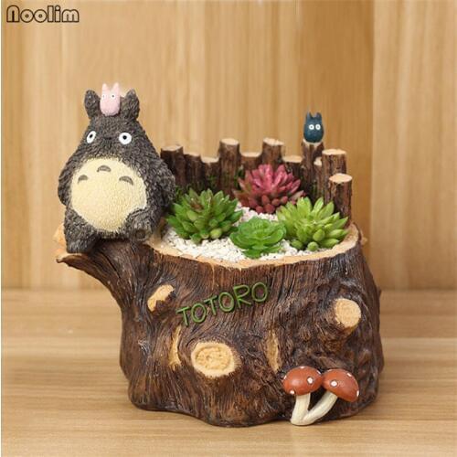 NOOLIM Creative Resin Flowerpot Succulent Plants Planter Pot Totoro Flower Pot Mini Home Garden Decoration Bonsai Flower Pot