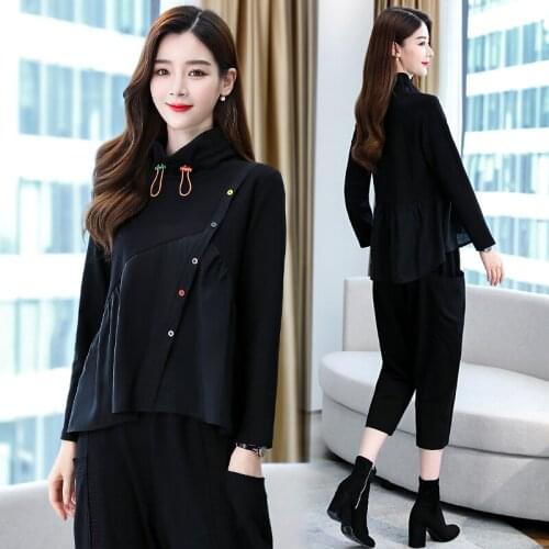 Autumn women 2 piece set top and pants loose fashion ensemble femme survetementhoodies+pants year-old female costume