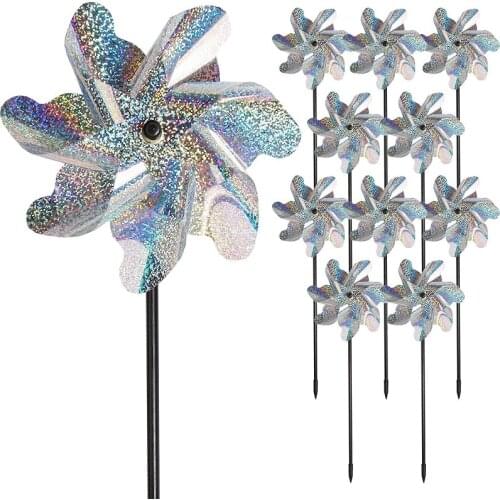 5pcs Bird Repeller Windmill Garden Lawn Yard Deterrent Silver Pinwheel Garden Tools Pinwheels Reflective Sparkly Bird Deterrent
