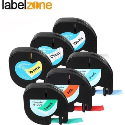 Multicolor 12mm Ribbon Compatible Dymo letratag printer 12267 91201 91202 91203 91204 91205 Plastic Tape for Letratag Printers