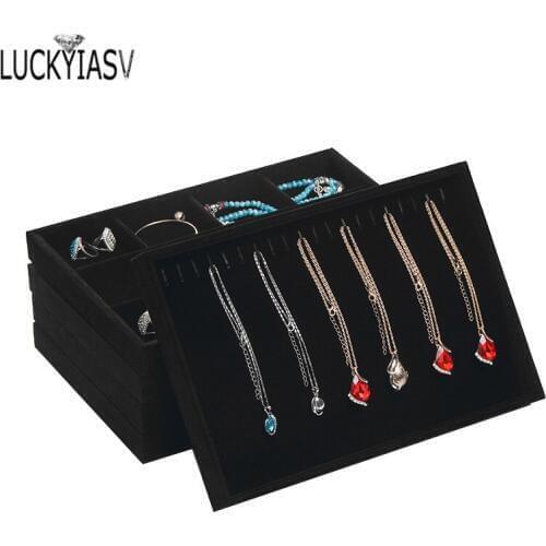 Counter Black Velvet Jewelry Storage Tray Box Ring Tray Bracelet Pendant Necklace Tray Display Picking Tray For Jewelry Display