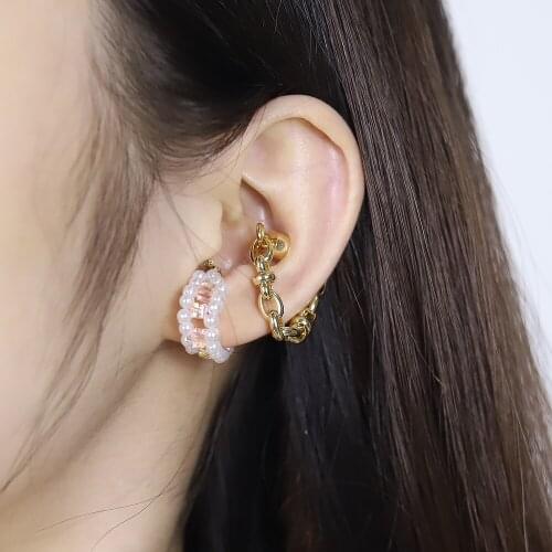 Piercing Pearl Magnet Ear Bone Clip Earrings Fake Nose Ring Female Simple Wild Earrings Pierced Earring Sjavascript Wholesale