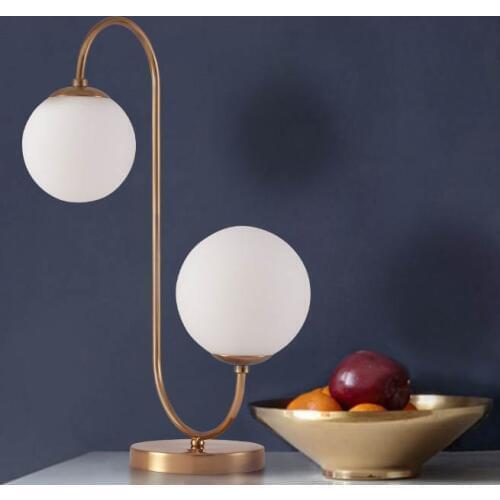 SGROW Indoor Lighting Fixtures Creative Glass Desk Lights for Dinning Room Bedroom Study Light Two Glass Balls Table Lamp