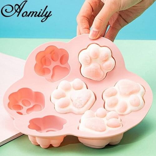 Aomily Cute Cat Paw Shape Silicone Chocolate Mould Cake Decorating Tools Ice Cream Cupcake Cookies Silicone Mold Muffin Baking