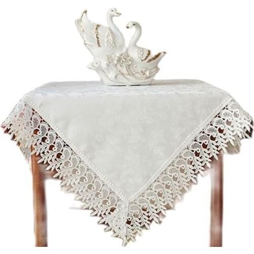 Modern Lace satin Embroidered table cover cloth towel Christmas wedding tea coffee white party dining tablecloth placemat decor