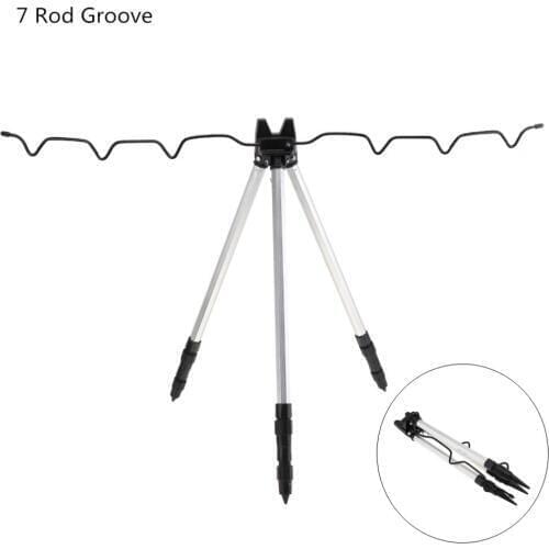 Aluminum Alloy Telescopic 7 Grooves Fishing Rod Holder Professional Collapsible Tripod Stand Sea Fishing Pole Bracket