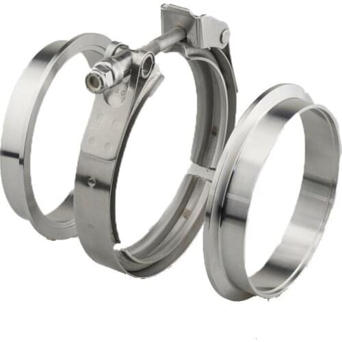 V-Band Clamp 1.5/1.75/2/2.25/2.5/3 inch Stainless Steel Exhaust Downpipe Clamp Flat Flange Assembly