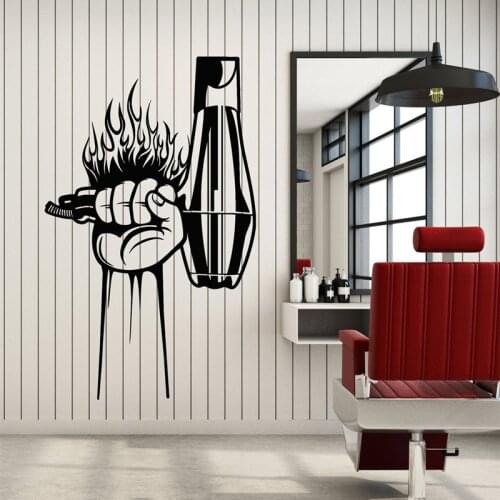 Hair Salon Barber Shop Vinyl Wall Decal Hair Dryer Barber Shop Sticker Window Door Personalized Decorative Sticker Mural Gift 17