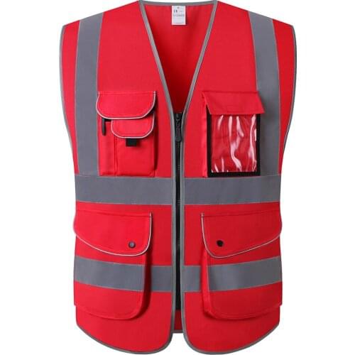 Hot Pink 9 Pockets High Visibility Vest Mens Work Vest Safety Vest With Reflective Strips S/M/L