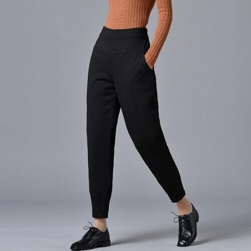 Winter Pants Women 90% White Duck Down Padded Harem Pants Woman High Waist Sexy Office Lady Pants Black Down Trousers PT-479