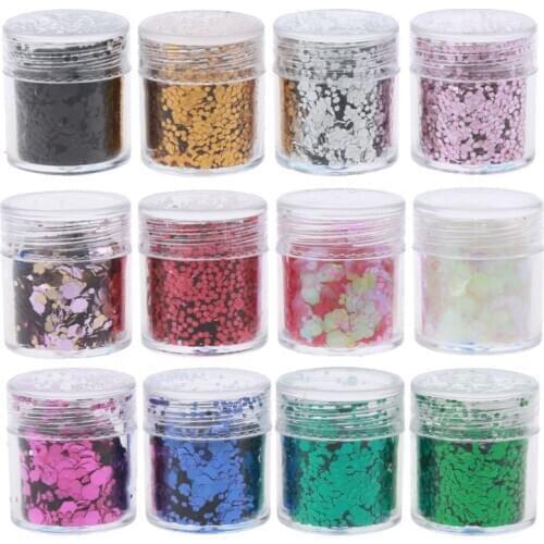 12 Colors Mixed Holographic Chunky Glitter Face Body Eye Hair Nail Resin Sequins A0NF