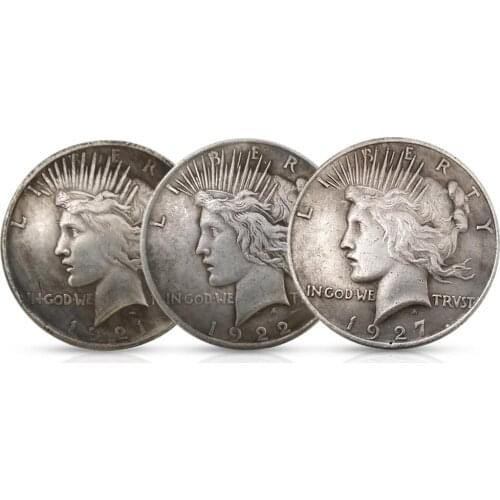 1921/1922/1927 Statue Of Liberty And Peace Coin Silver Dollar Eagle Collection US Liberty Decor Antique Silver Plated Copper