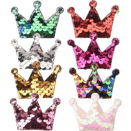 36PCS Sequin bow Crown Boutique Hair Accessories Glitter Hair Flower Accessory No Hairclip Hairbows for Headband