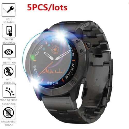 5pcs For Garmin Fenix 6 Pro / Fenix 6S Pro Tempered Glass Premium Screen Protector Film Garmin Fenix 6X Pro Solar SmartWatch