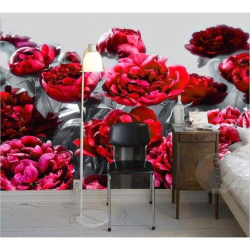Beibehang Custom wallpaper 3D mural fashion retro style rose peony porch home decoration background wall papel de parede