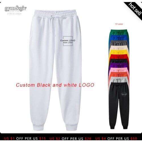 Mens High quality Men pants custom Black and white LOGO Casual Pants bodybuilding clothing casual sweatpants joggers pants