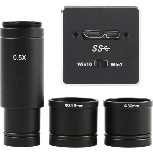 5.0MP Micro usb 3.0 HD Digital Industrial Microscope Video C-mount Electronic Camera + 0.5X C-MOUNT Adapter 30mm/30.5mm Ring