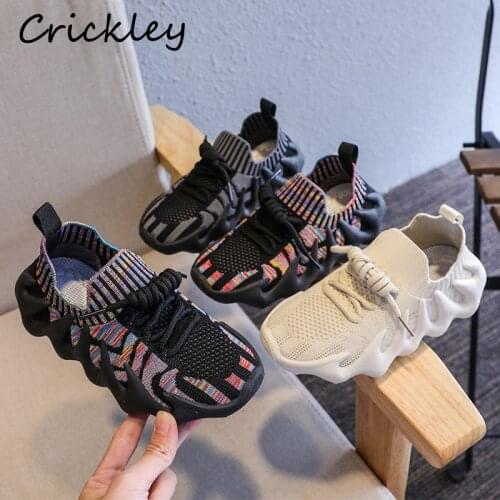 New Mesh Girls Boys Sneakers Knitting Slip On Sports Shoes For Children Soft Sole Anti Slip Breathable Kids Running Shoes