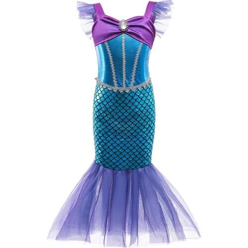 Little Mermaid Ariel Dress Kids Halloween Fancy Costume Children Carnival Birthday Party Summer Girl Princess Clothes