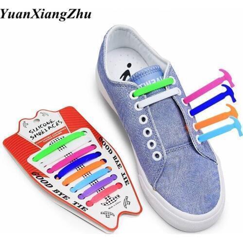 16pcs/lot Silicone Shoelaces Elastic No Tie Shoe laces Kids Adult Unisex Shoelace Lazy Laces Sneakers Rubber Shoelaces 13 colors