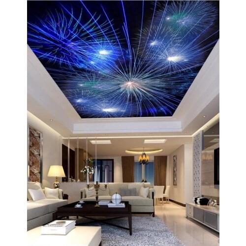 Fantasy night sky fireworks living room bedroom ceiling 3d room wallpaper landscape ceilings