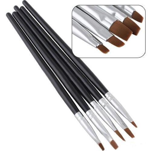 Hot 5 Pcs/Set Nail Art Acrylic UV Gel Salon Pen Flat Brushes Kit Dotting Painting Beauty Tool Nail Art & Tools