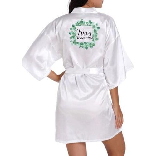 Bride Robes Pajamas Bathrobe Nightgown bridal party Hen Party Satin Wedding Kimono Sleepwear Get Ready Robes