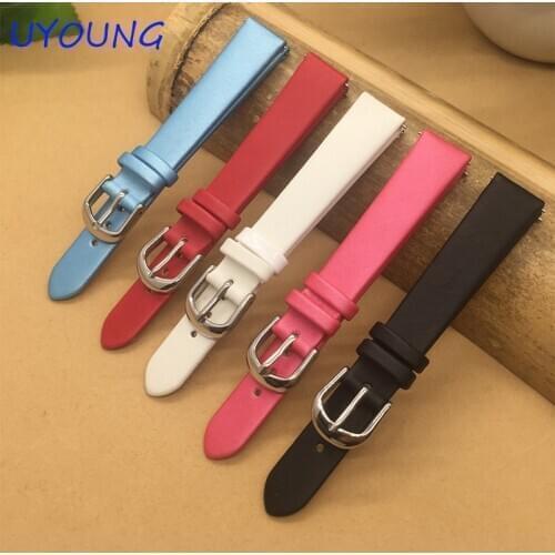 Quality Spun silk + Genuine Leather Watchband 14mm Ladies Replacement Watch Strap For Pebble Time Round For Womens