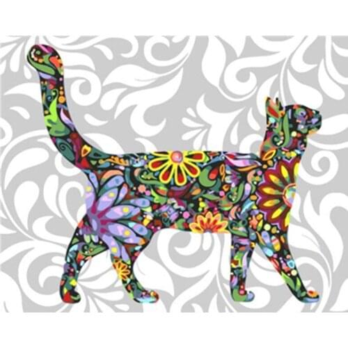 Painting By Number DIY Dropshipping big size Leisurely colorful cat Animal Canvas Room Decoration Art picture Child Gift