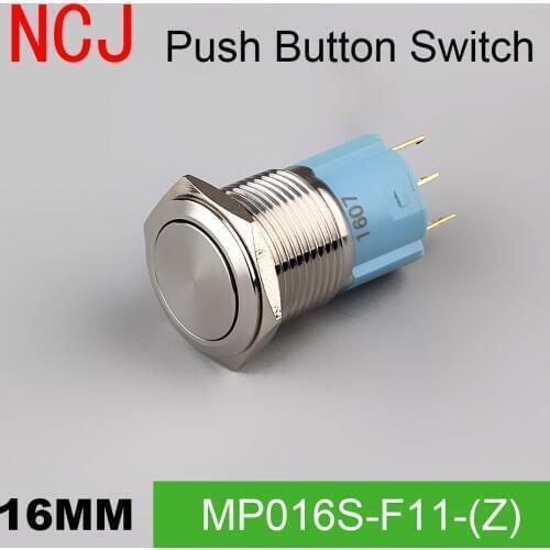 NCJ 16mm Metal Push Button Switch IP67 Maintained Alternate & Momentary push button switch copper 3A