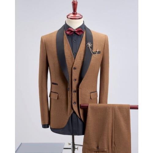 Mens suit three-piece suit, banquet host performance gown, groom groomsmen wedding dress! Jacket + vest + pants