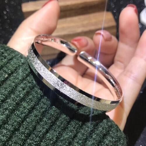 Genuine 999 Sterling Silver Openable Bangles Stripe Frosted Stripe Purely Silver Fine Jewelry Adjustable Exquisite Bracelet