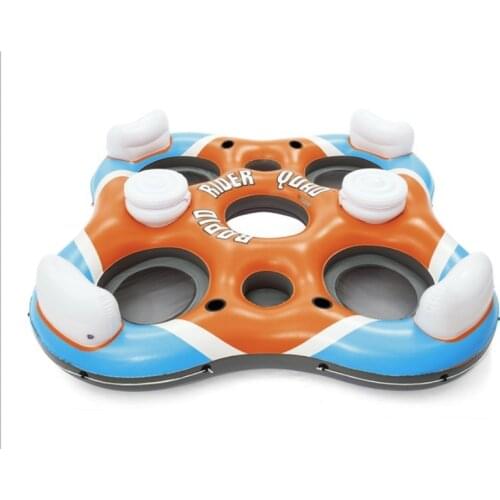 Four-person floating island, water inflatable recliner, floating row, inflatable, multi-person play in the water for a comfortab