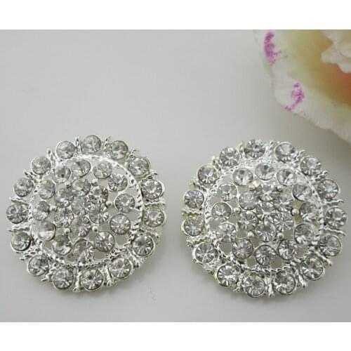 5pcs Round Shank Clear Rhinestone Crystal Buttons Sewing Craft 30mm