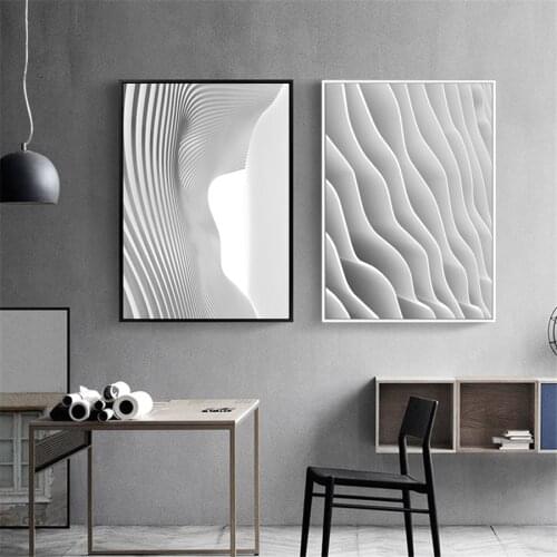 Modern Black White Building Geometry Pattern Wall Art Canvas Painting Posters Prints Wall Pictures for Living Room Morden Decor