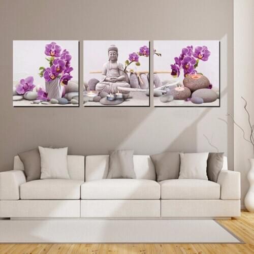 Triptych buddha Statue diy Diamond Painting Diamond Embroidery Full square round drilling 5d Diamond Mosaic kits candle zen ston