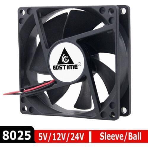 5 Pieces LOT 8025 DC 5V 12V 24V 48V 2Pin 80mm 80x80x25mm 8CM Sleeve / Ball Brushless Radiator Cooling Fan